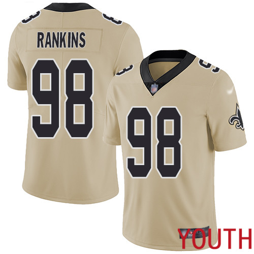 New Orleans Saints Limited Gold Youth Sheldon Rankins Jersey NFL Football 98 Inverted Legend Jersey
